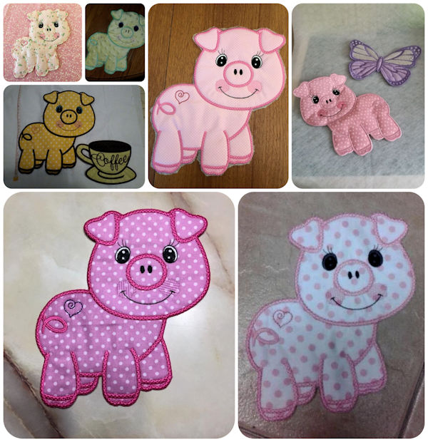 Free Large Pig Applique Machine Embroidery Samples