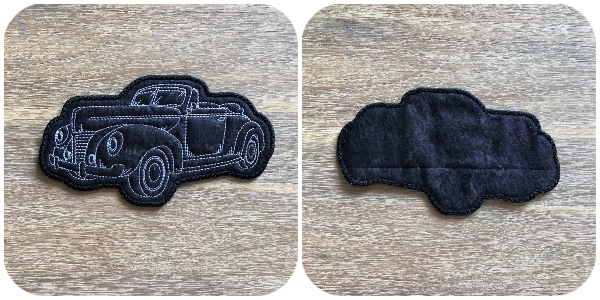 Front and Back view In the hoop Car Coasters - 600