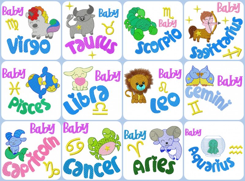 12 Baby Zodiac samples