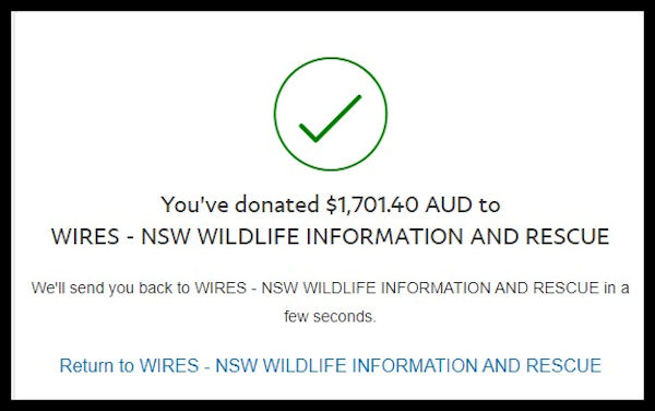 24 January Donation to WIRES