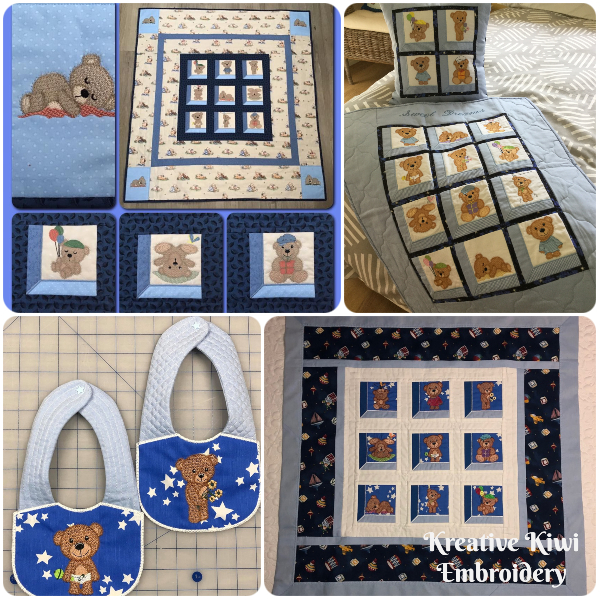 Teddy Bear Quilts made with Scruffy Bear Design