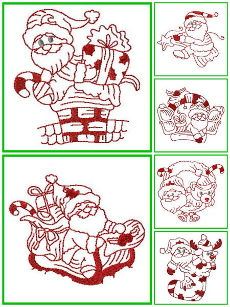 Free Little Santa Redwork Designs
