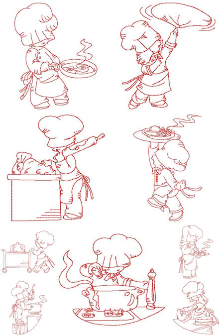 Free Redwork Chef Embroidery Designs