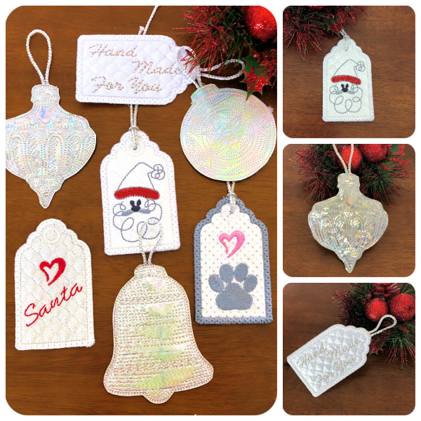 Free In the hoop Ornaments and Gift Tags