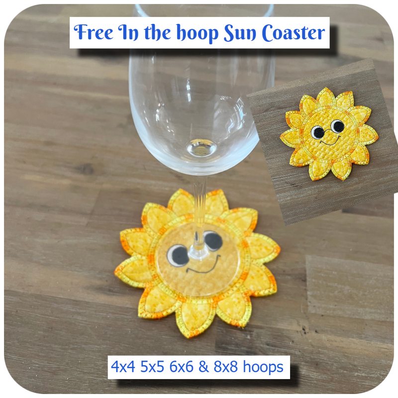 Free In the hoop Sun Coaster by Kreative Kiwi - 800