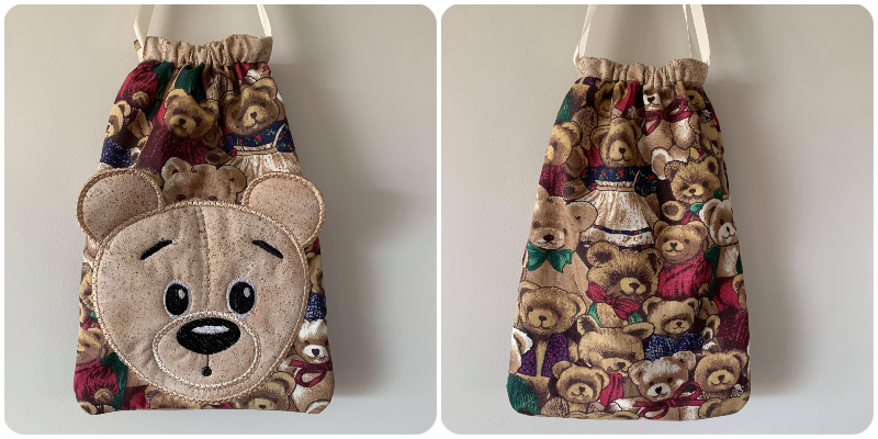 Front and Back of Lined Drawstring Bag