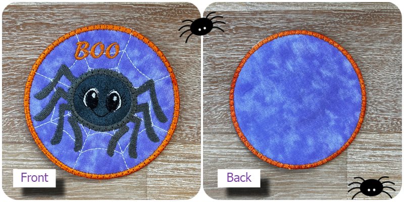 Front and back of Free Halloween Spider Coaster by Kreative Kiwi - 800