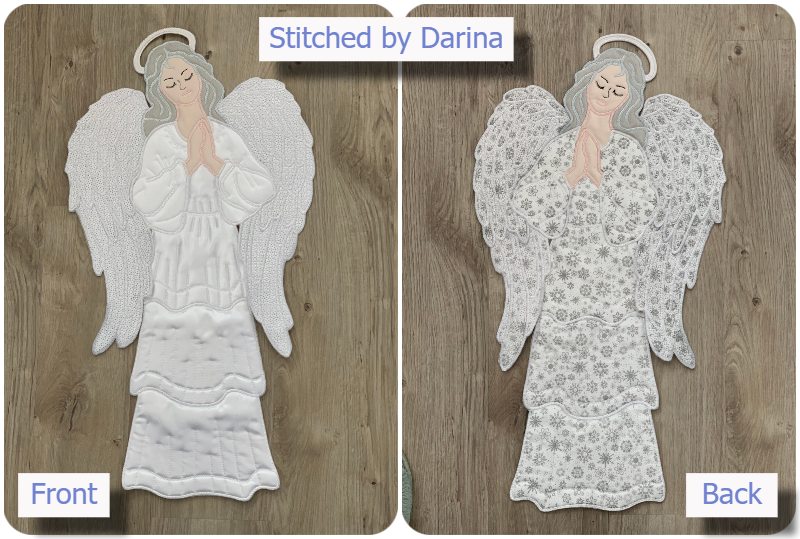 Front and back of Large Applique Angel