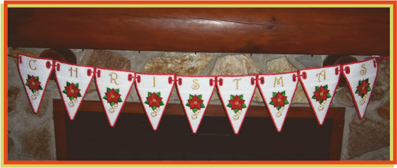 In the hoop Poinsettia Bunting by Sandy - 800