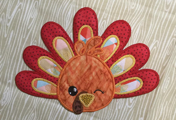 In the hoop Turkey Coaster by Cotton-I-Sew