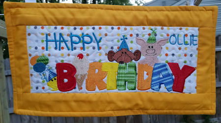 Machine Embroidery Birthday banner