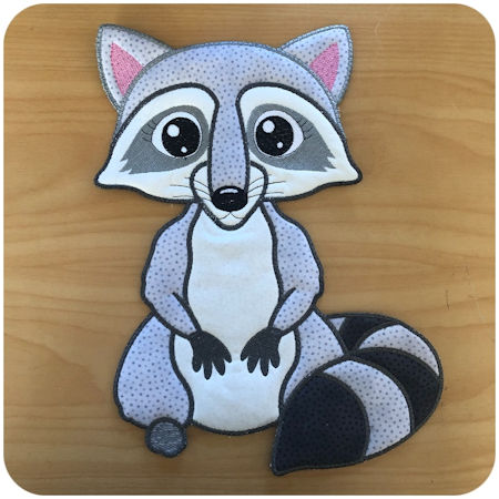 Large Applique Racoon by Kreative Kiwi - 450
