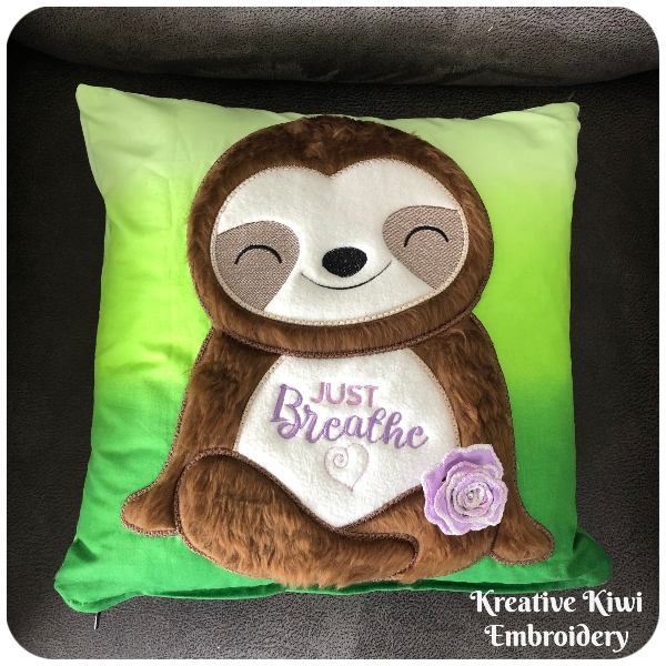 Large Applique Sloth by Kreative Kiwi on Cushion