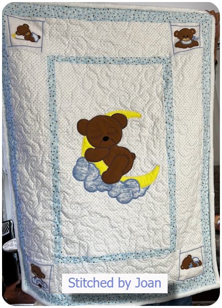 Large Teddy in Moon Quilt by Joan