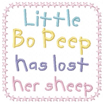 Free Little Bo Peep embroidery design wording