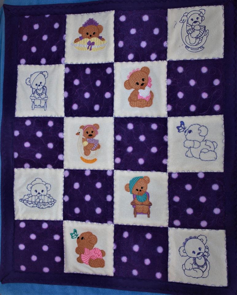 Embroidered Teddy Bear Quilt