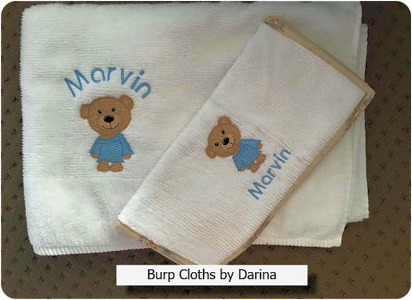 Scruffy Bear Towel and Burp Cloth by Darina