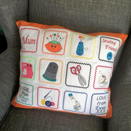 Sewing Friends Cushion stitched by Sue