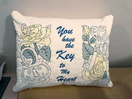 Key to my Heart Free Embroidery Design Cushion