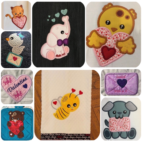 Valentines Animal Applique by Faye - 600