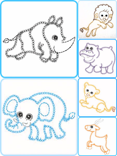 Free Zoo Animal Outline Embroidery Designs