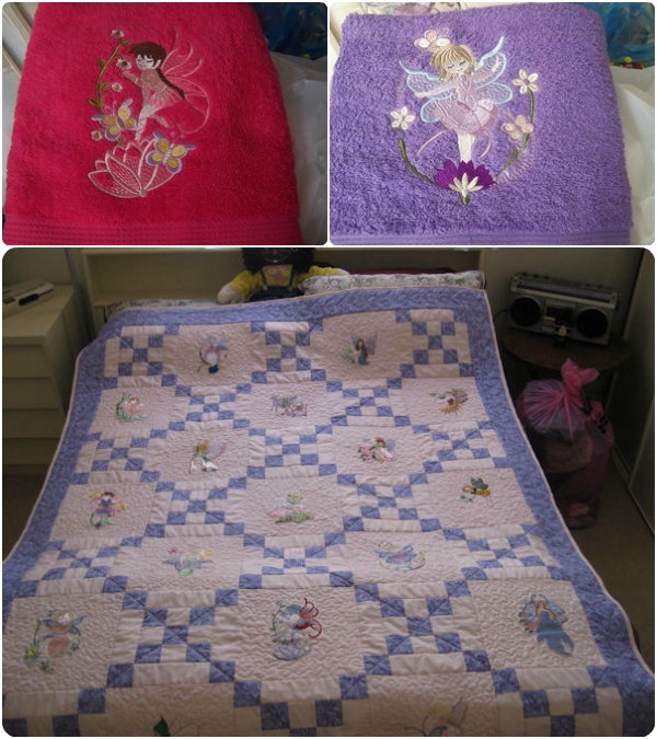 machine embroidery fairy quilt