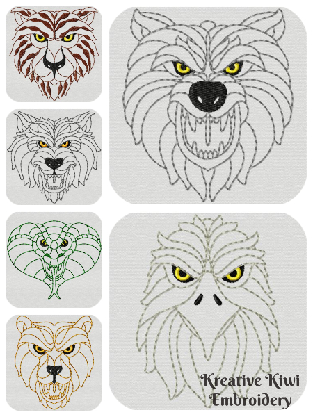 Free Wild Animal Embroidery Designs 4x4 5x5 hoop