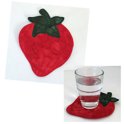 Free In the hoop Strawberry Coaster