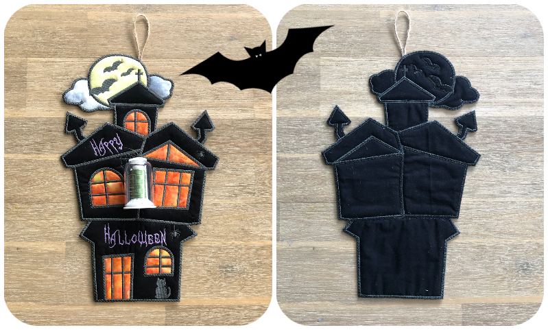 Haunted House Large Applique 5x7 hoop front and back