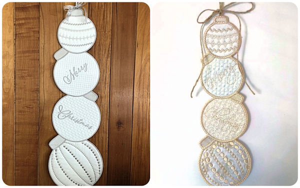 Merry Christmas wording on In the hoop Stacked Baubles