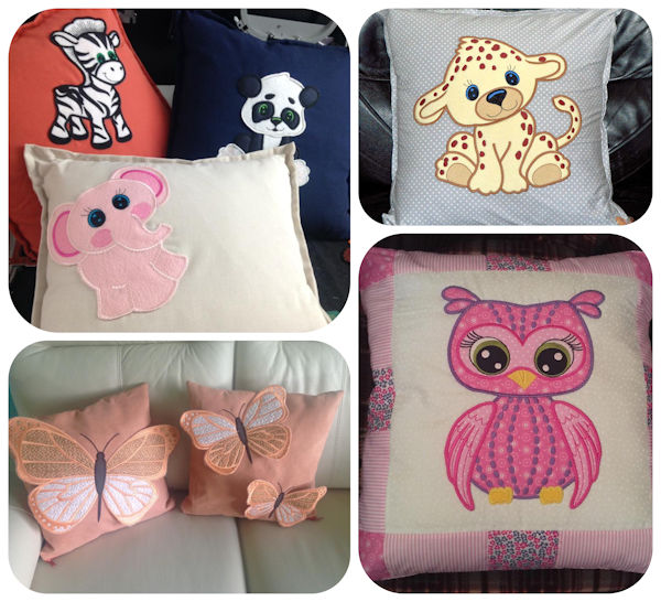 Cushions made using Large Applique Animals